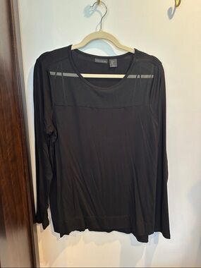 Tahari Black Long Sleeve Top with Sheer Yoke